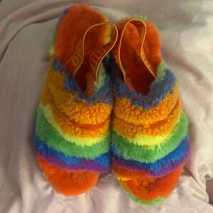 UGG Rainbow Fluffy Slippers